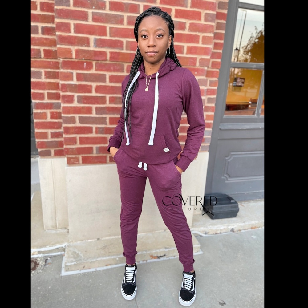 Plum Hoodie and Joggers Pants Set